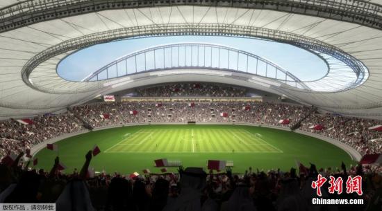 翻新后的卡塔尔世界杯赛场之一——哈利法国际体育场效果图。