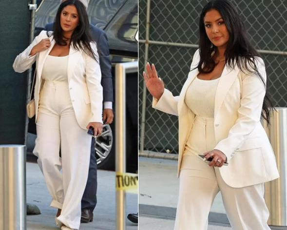 瓦妮莎连续3天出庭穿白西装身材傲人哭着走出法院太心疼