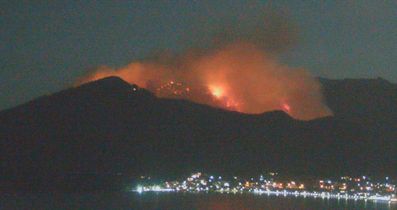 8月11日，希腊萨索斯一处山火爆发。