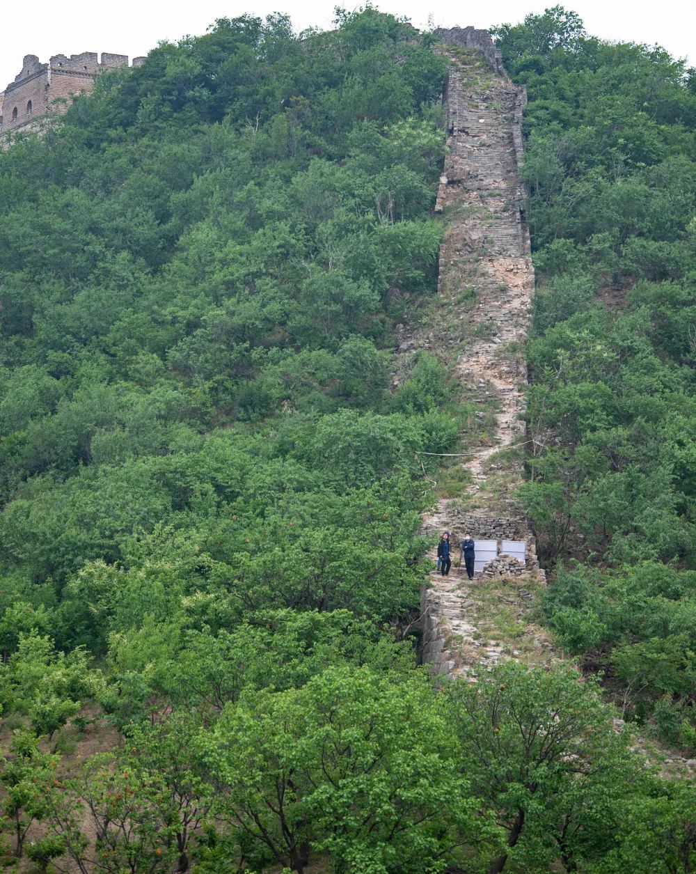 6月9日拍摄的大庄科段长城延庆2号敌台与3号敌台间的一段墙体.