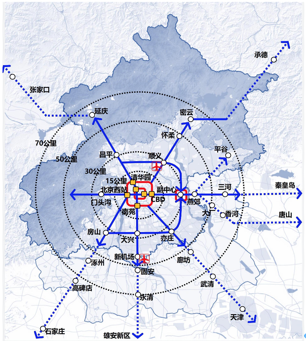 北京市轨道交通线网规划空间布局示意图。北京市规划和自然资源委员会供图