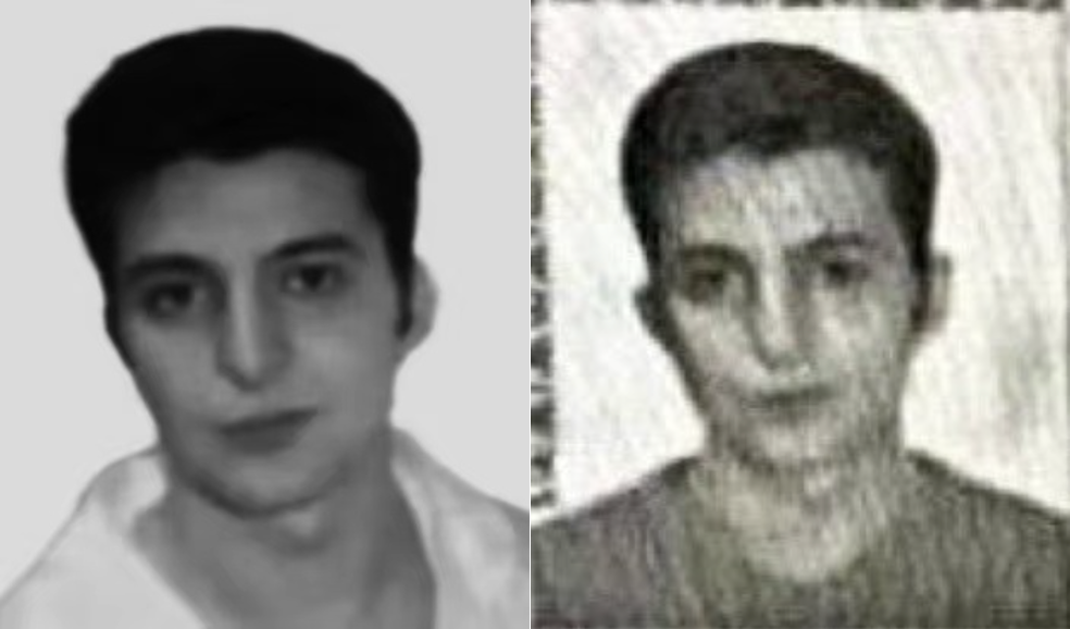  Zuǒ：泽连斯基生活照；右：护照证件照。
