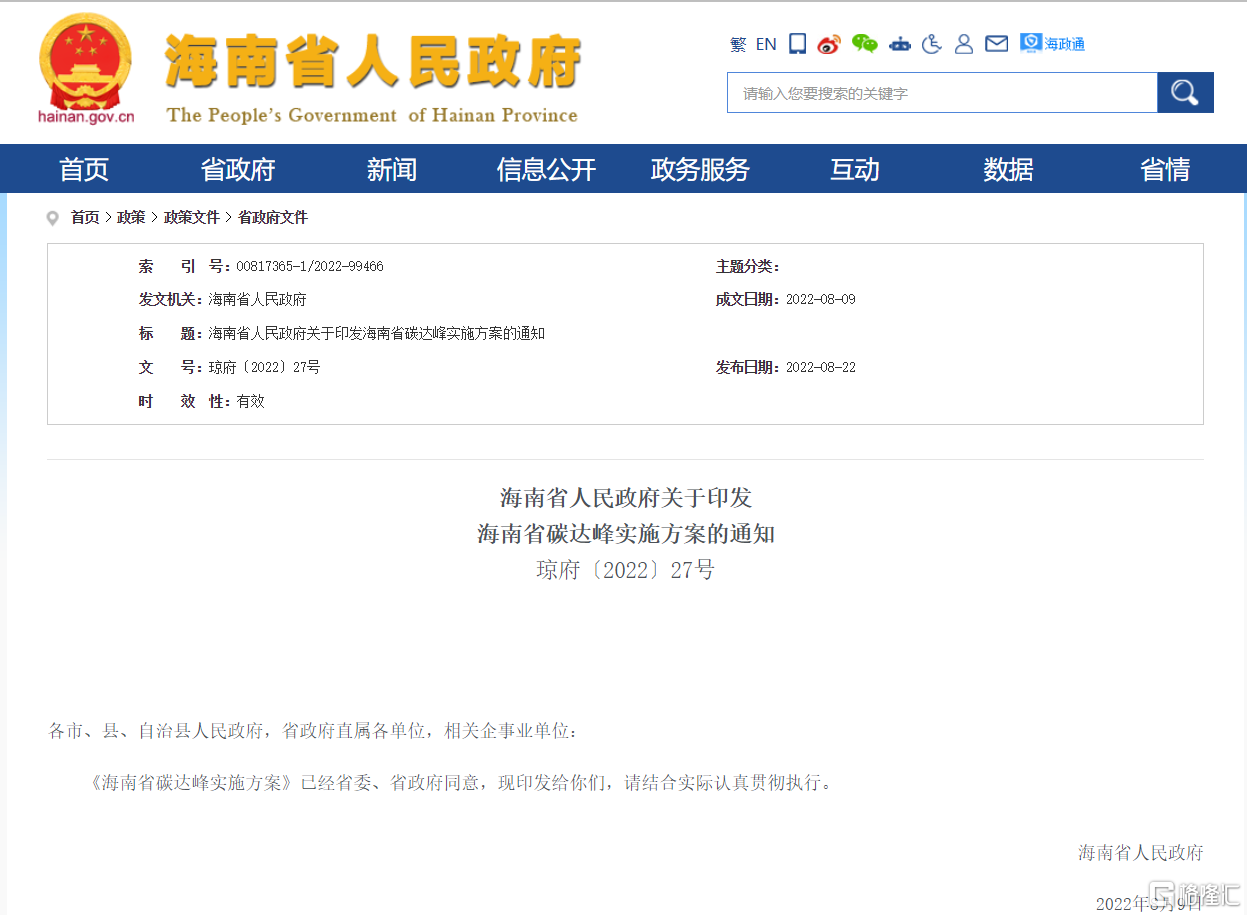 海南省印发碳达峰实施方案：2030年全岛全面禁止销售燃油汽车休闲区蓝鸢梦想 - Www.slyday.coM