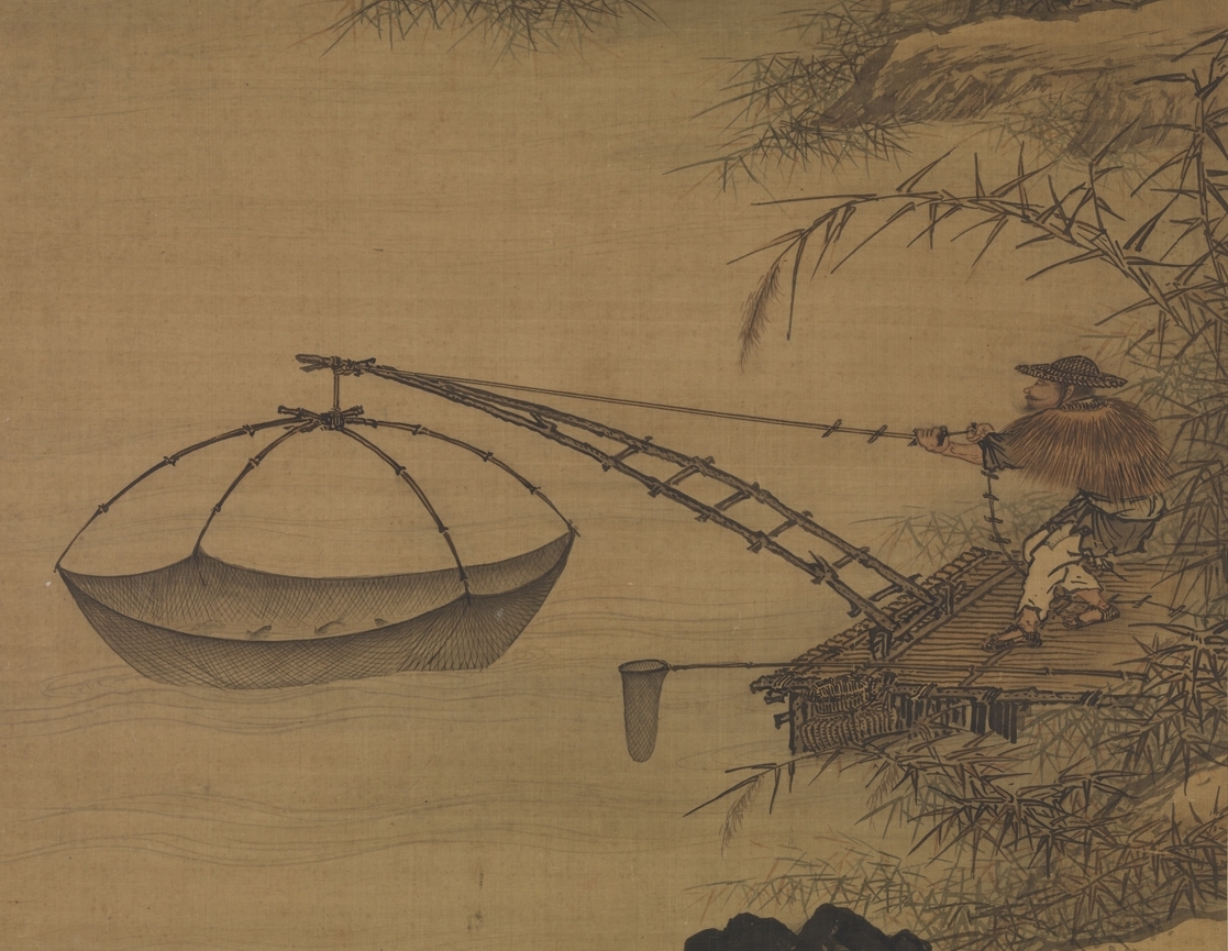 明 倪端 捕鱼图 轴(局部) 台北故宫博物院藏明院派画大抵皆从南宋院画