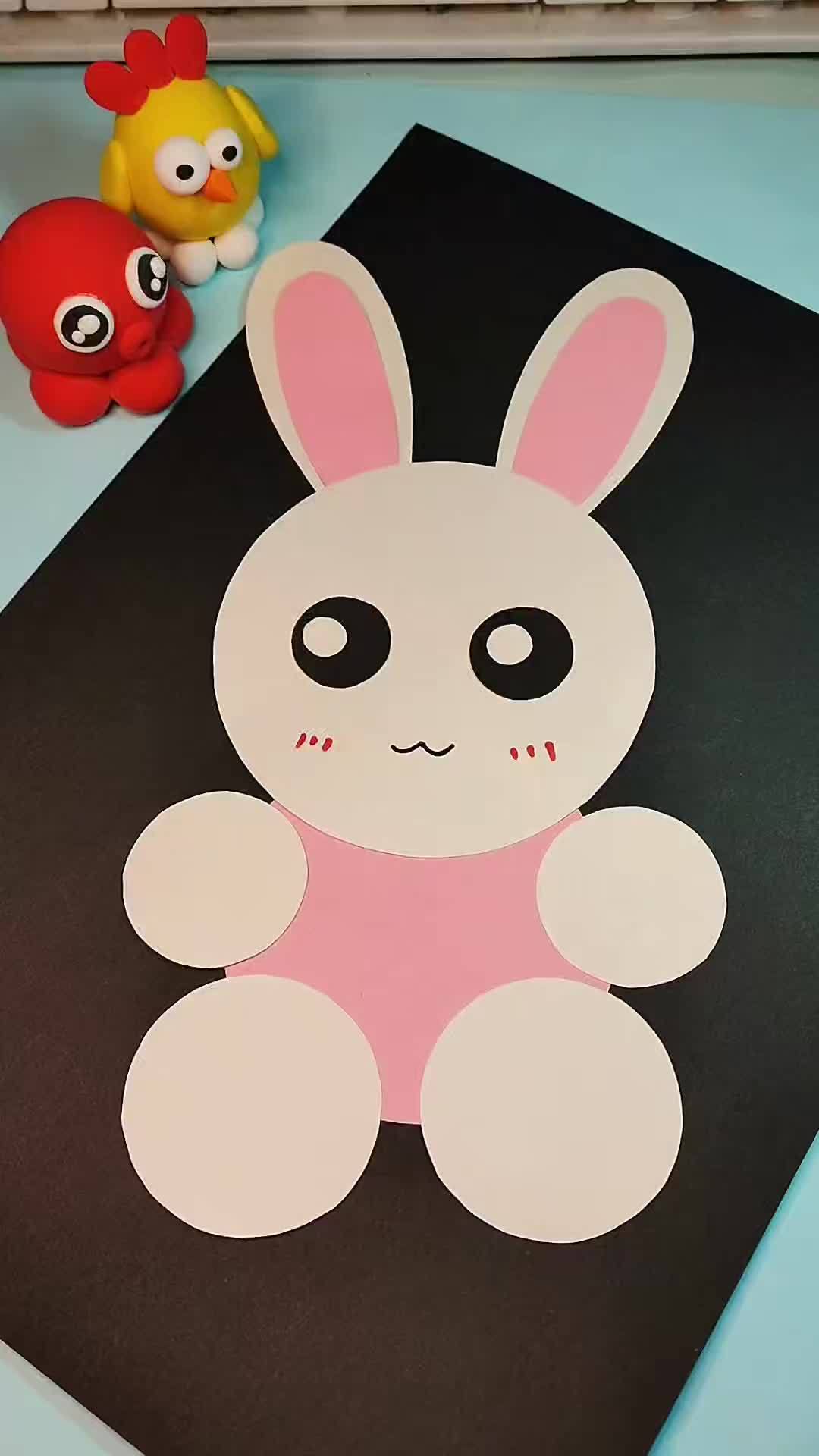 数一数有几个圆可爱的小白兔手工贴画贺卡