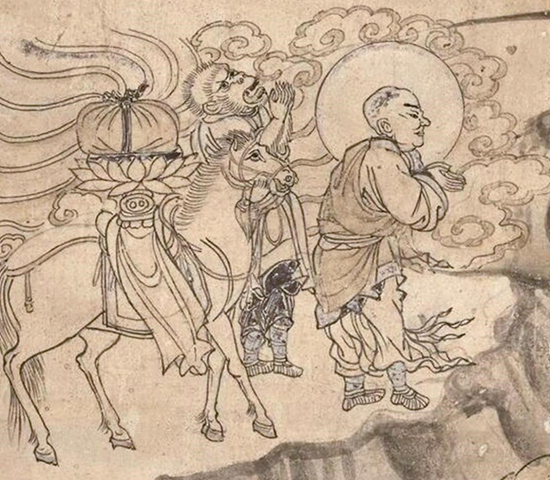 &nbsp;&nbsp;&nbsp;&nbsp;唐僧与猴行者,甘肃瓜州榆林窟第3窟.