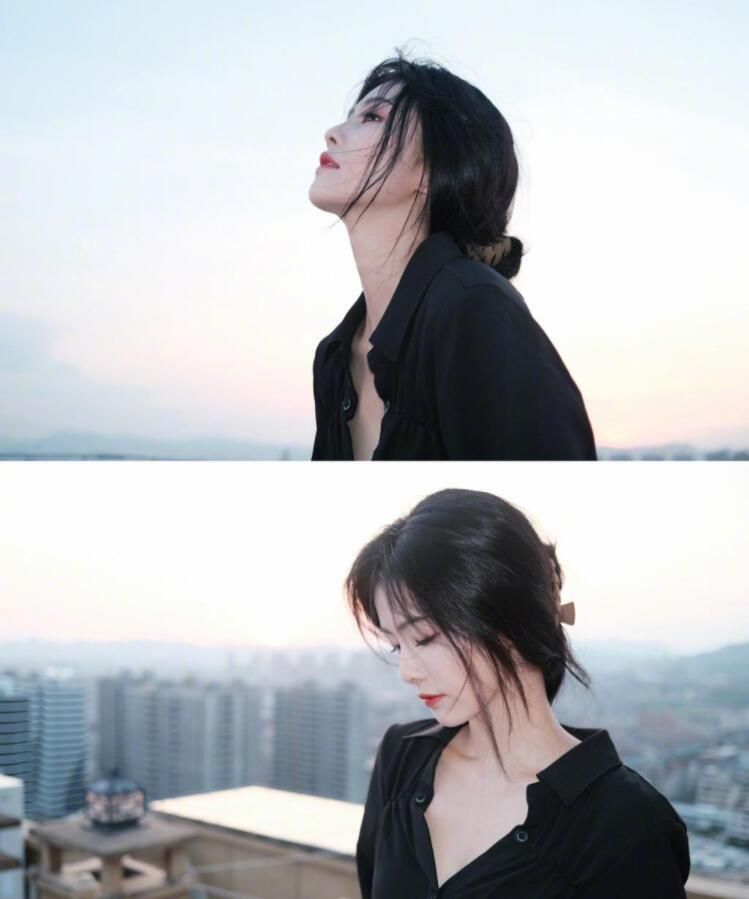 落日余晖下的白鹿侧颜,真的是太绝了