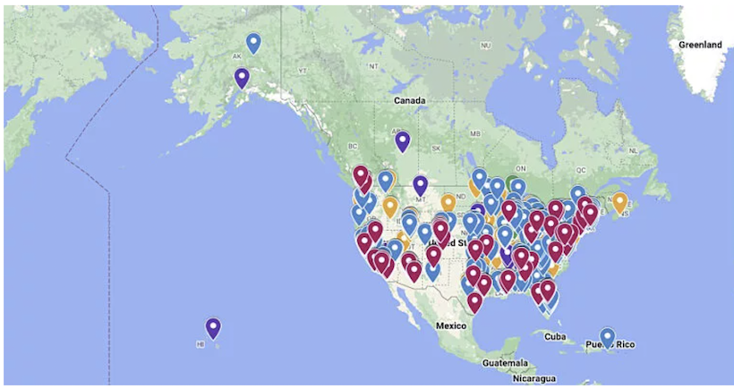 SLS的承包商在全美各地的分布。图源：NASA