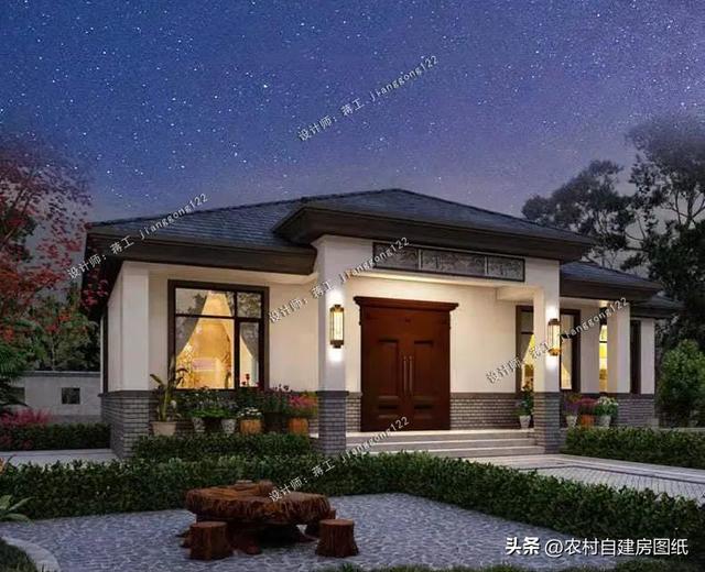 3款新中式一层农村别墅,2022年就流行这样的款,对南方人很友好|设计