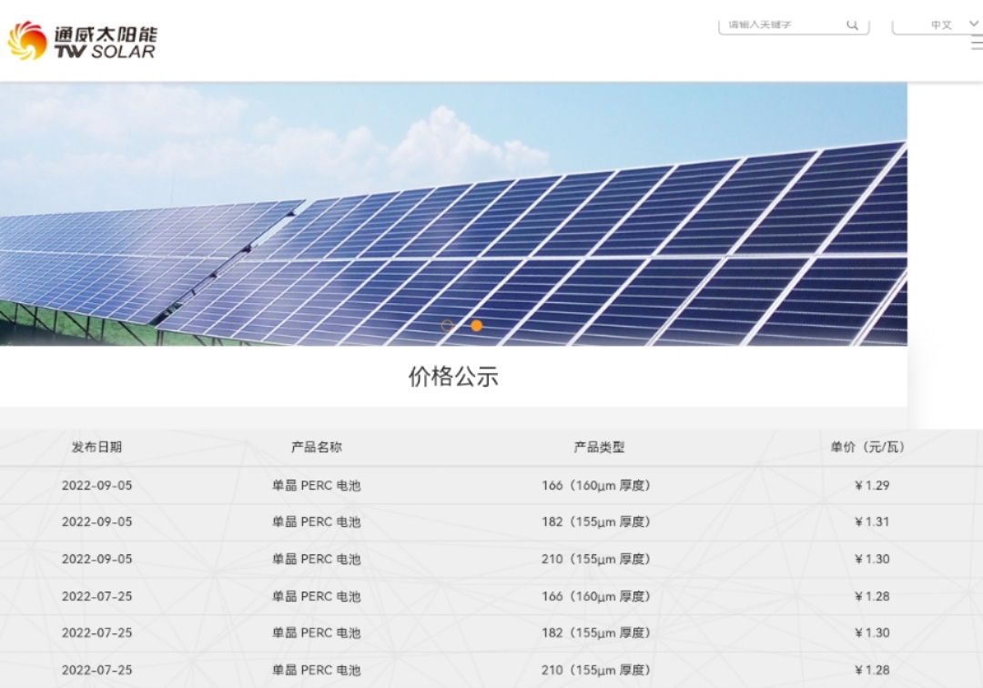 通威电池片最新报价出炉,单价涨0.01元到0.02元|通威|太阳能|通威股份_新浪新闻