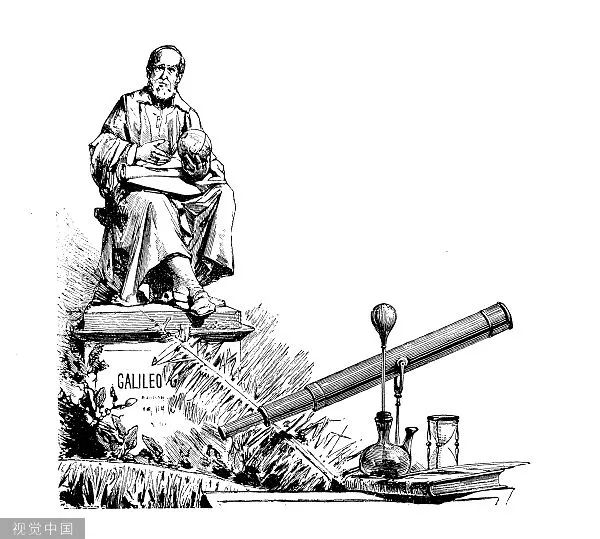 伽利略和他的天文望远镜 来源：视觉中国