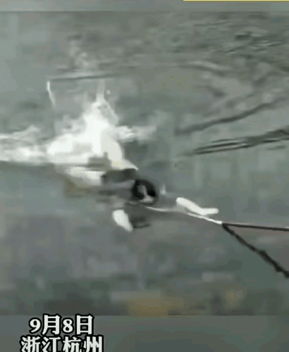 女子在禁游区游泳被大爷套头拉回，网友笑晕：大爷终究是大爷休闲区蓝鸢梦想 - Www.slyday.coM