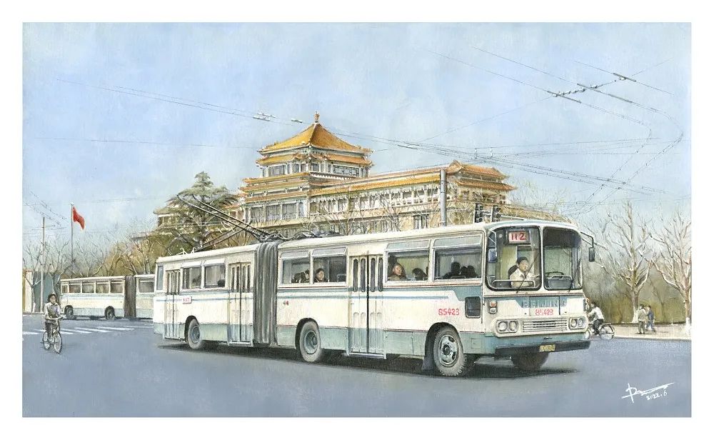 bd562型铰接式无轨电车-112路&中国美术馆bk670型铰接式公共汽车-5路&