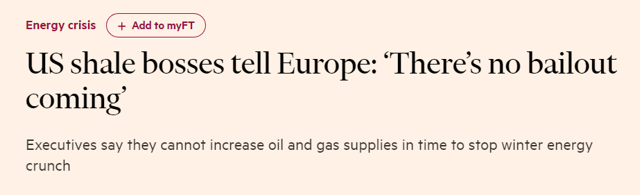 “美国页岩油行业高管告诉欧洲：咱们帮不上什么忙”