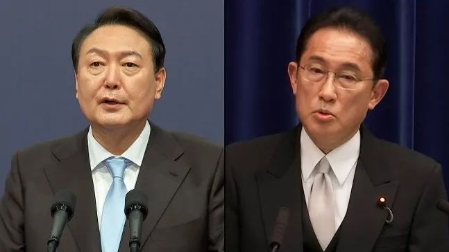 ▲韩国总统尹锡悦（左）和日本首相岸田文雄（右） 资料图 图自韩媒