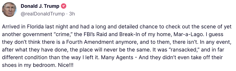 回到海湖庄园后，特朗普怒了：FBI的人进我卧室甚至不脱鞋！休闲区蓝鸢梦想 - Www.slyday.coM