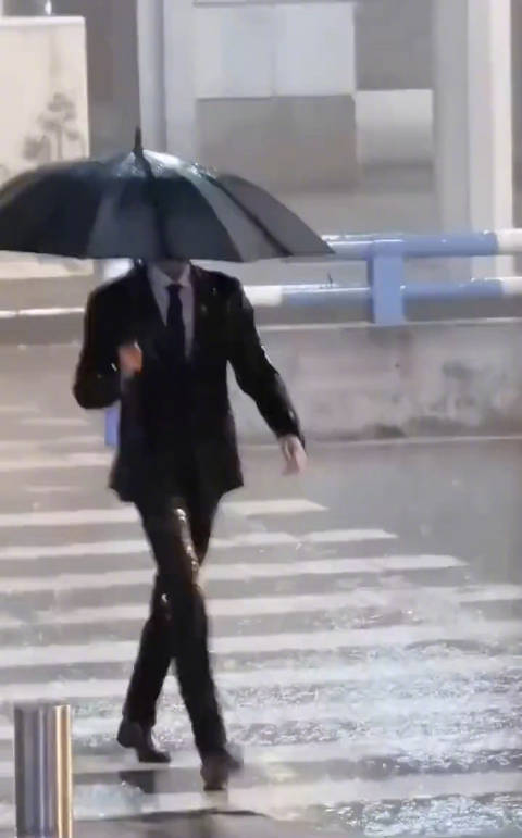 林一雨中撑伞这个氛围感也太绝了黑西装大长腿真小说照进现实就问谁代