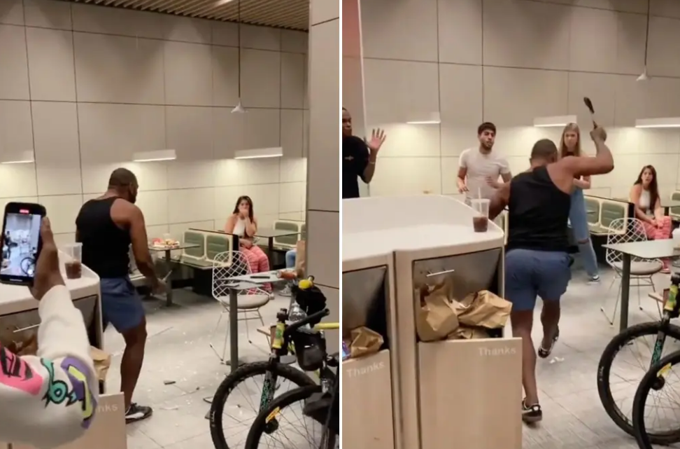 撩妹遭拒，男子挥斧砸了麦当劳！玩不起回家找妈妈！休闲区蓝鸢梦想 - Www.slyday.coM