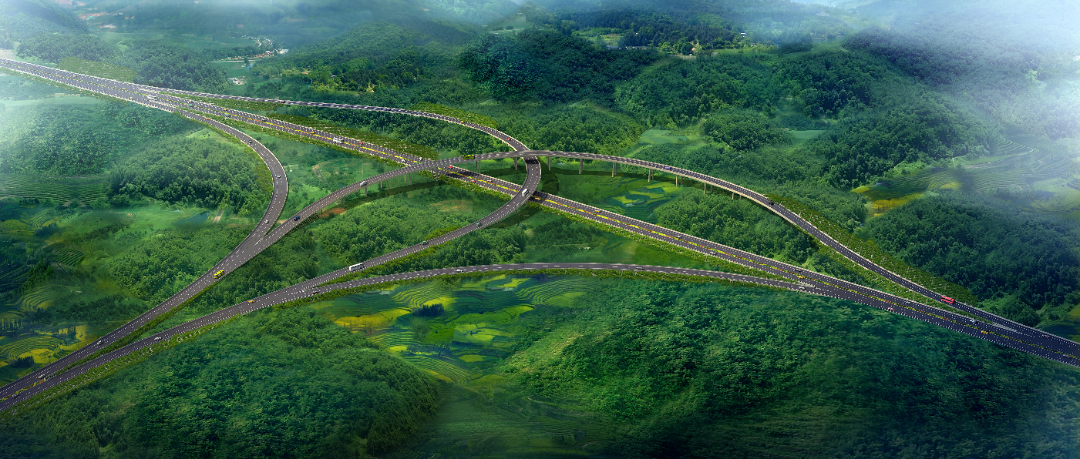李子沟枢纽互通效果图资中至乐山高速公路项目是《四川省高速公路网