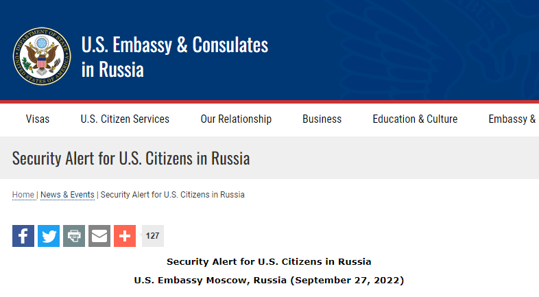 美驻俄使馆：在俄公民应尽快离开休闲区蓝鸢梦想 - Www.slyday.coM