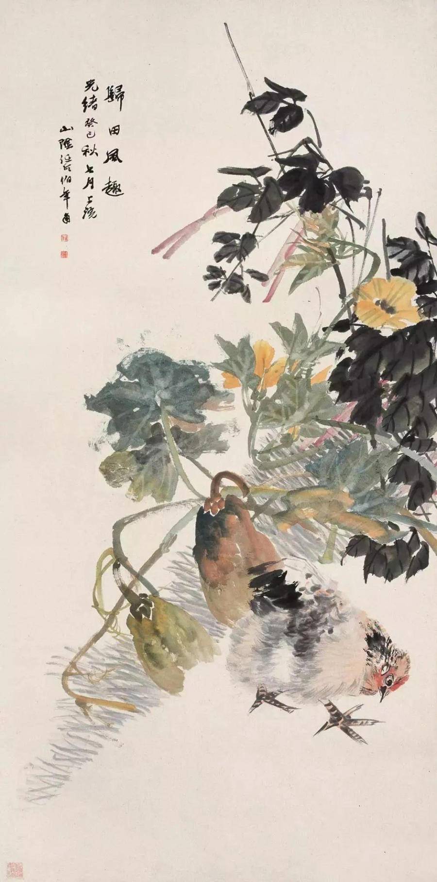 最平凡处见温馨任伯年画鸡作品欣赏