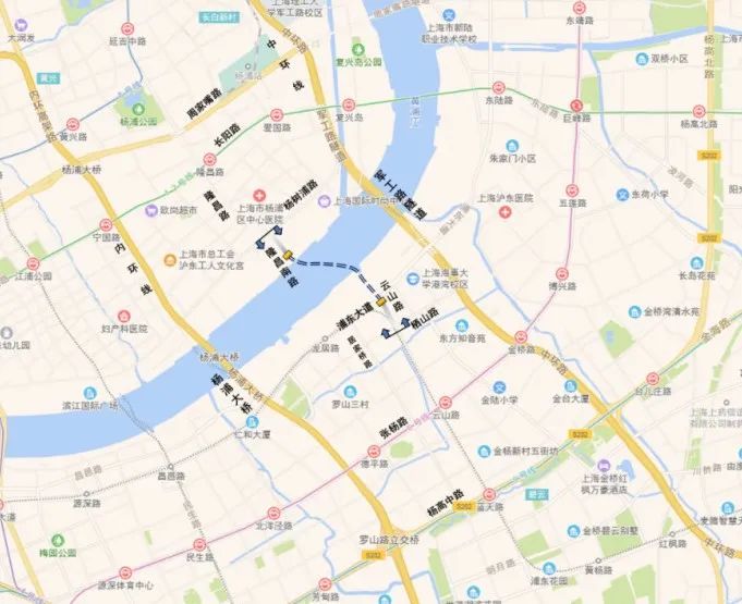 隆昌路越江隧道新建工程地理位置图