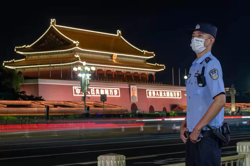 民警执勤中。北京警方供图