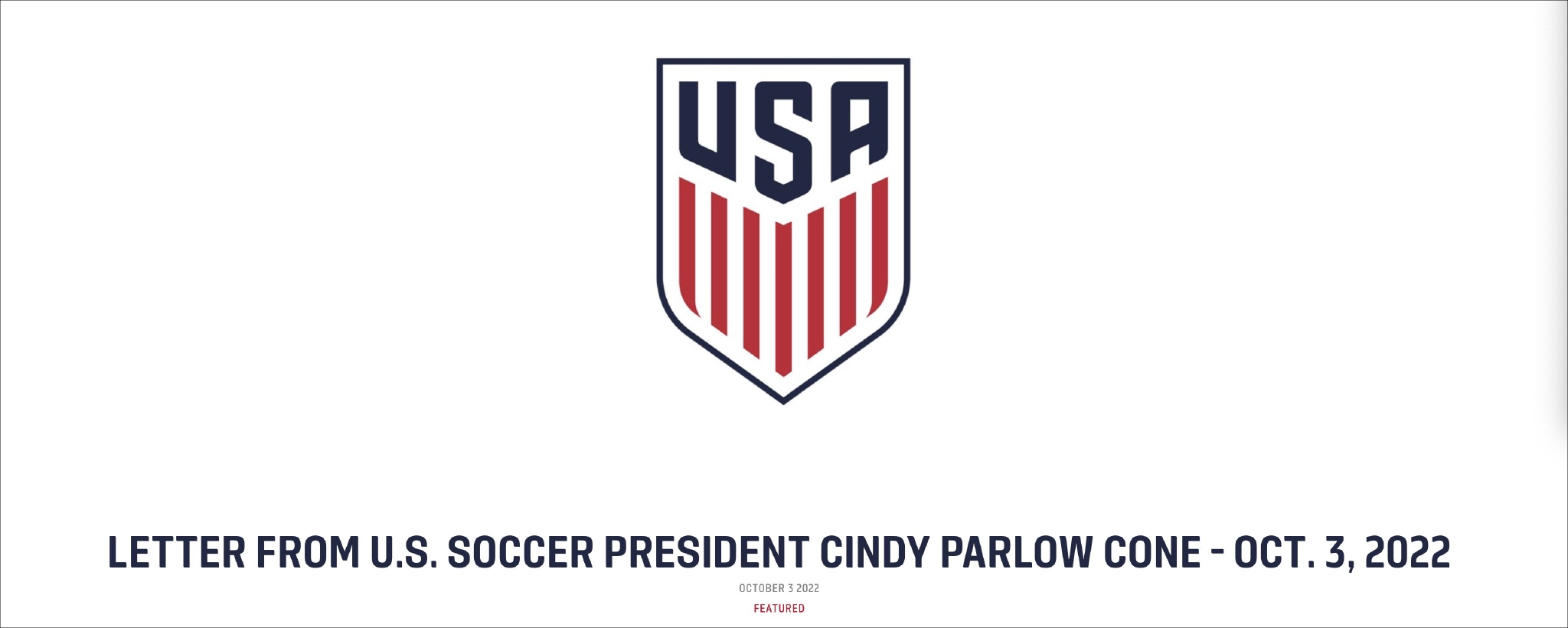 美国足协官网的声明截图