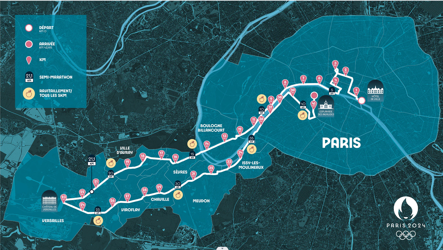 巴黎奥运会马拉松比赛线路正式公布。    巴黎奥运会官网 图