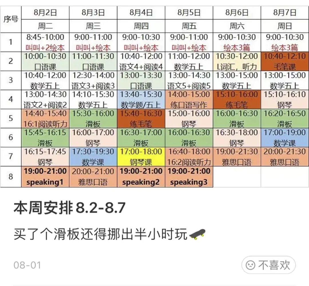 妈妈不满小升初女儿雅思考了6.5分，“考得太差”…这暑假日程表也太恐怖了休闲区蓝鸢梦想 - Www.slyday.coM