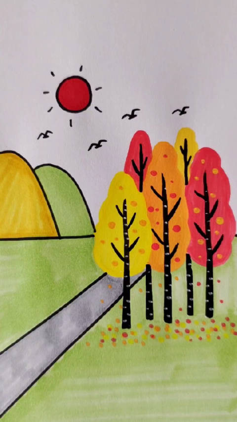 一起来画秋天创意绘画 一学就会系列|简笔画_新浪新闻