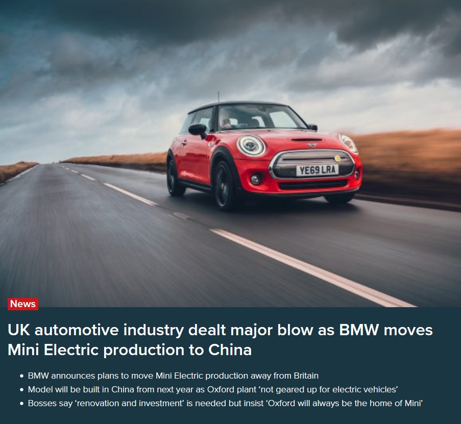 “宝马拟将电动MINI生产线从英国转至中国”休闲区蓝鸢梦想 - Www.slyday.coM