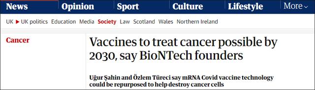 BioNTech：2030年前癌症疫苗或将问世 利用mRNA技术摧毁癌细胞