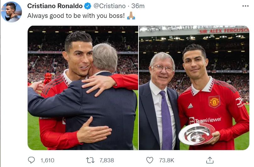 C罗更新社媒，晒出同弗格森的合影照：和boss在一起总是很好休闲区蓝鸢梦想 - Www.slyday.coM