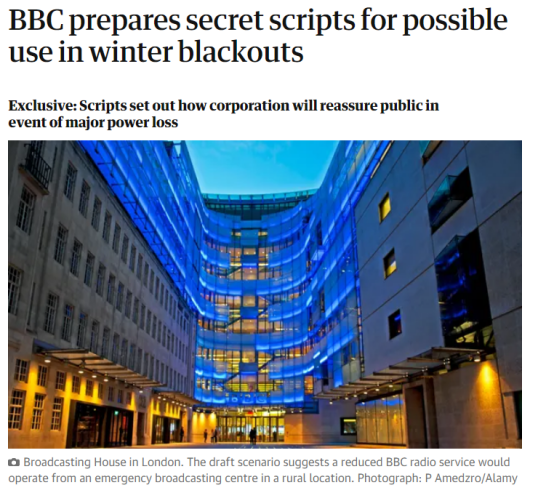 英媒：BBC准备好了一份秘密广播稿