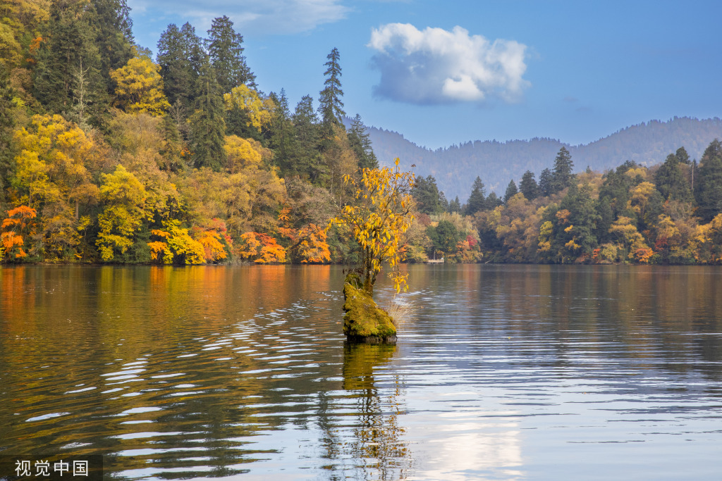 Pemandangan Danau Laut Jiuzhaigou Jiawu Kala Musim Gugur-Image-4