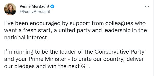 英国保守党议员彭妮·莫当特宣布将参选英国首相休闲区蓝鸢梦想 - Www.slyday.coM