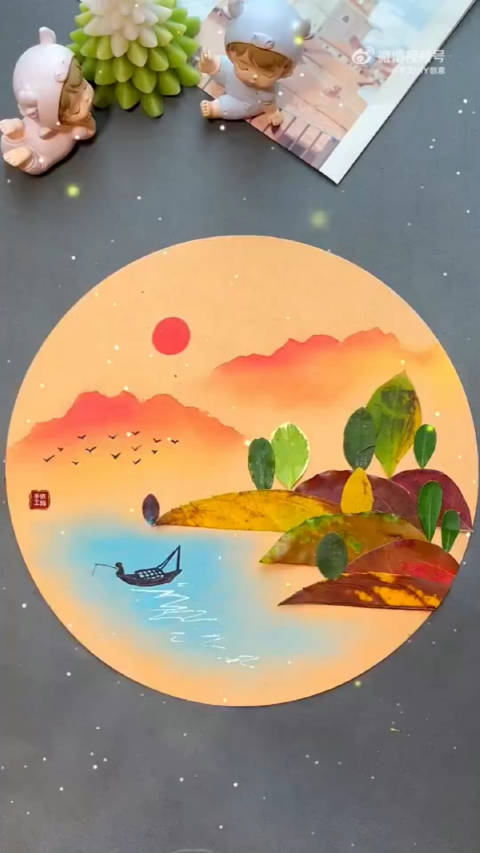 玩艺术,秋天的树叶山水画__财经头条