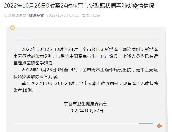 2022年10月26日0时至24时东营市新型冠状病毒肺炎疫情情况休闲区蓝鸢梦想 - Www.slyday.coM