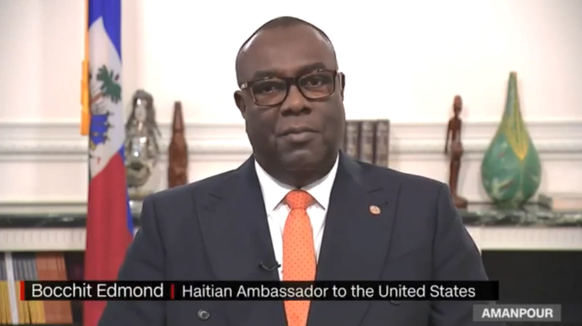 海地驻美大使埃德蒙德接受CNN采访画面