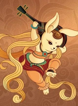 左图:飞天玉兔&nbsp; 右图:敦煌壁画《反弹琵琶&nbsp;》