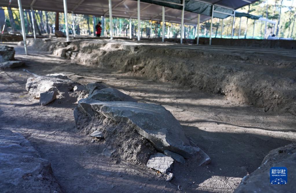 　　11月4日拍摄的“田字房”建筑台基外围的踏跺（即台阶）。新华社记者 陈钟昊 摄