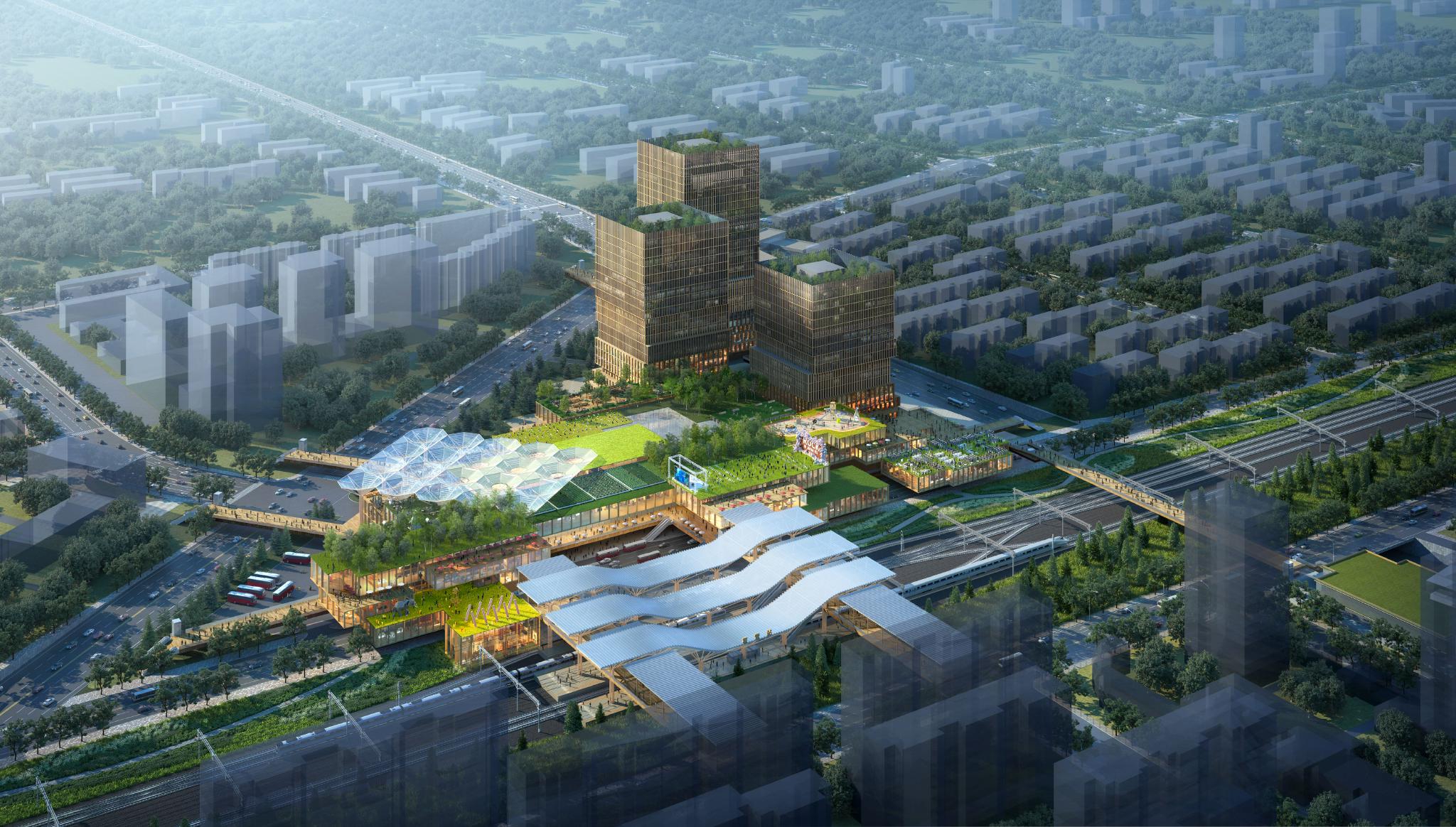 霍营综合交通枢纽项目建成效果图(俯瞰).北京市发改委供图
