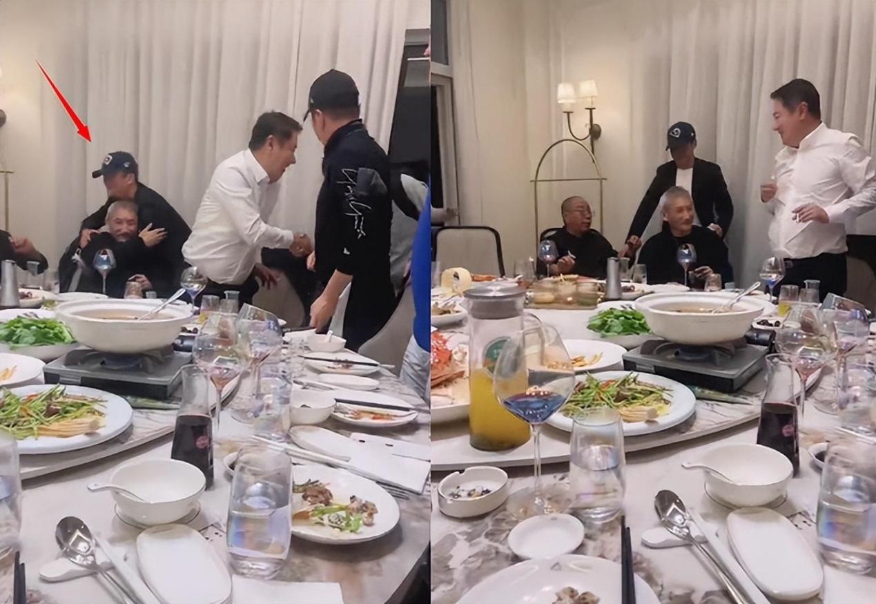 吴京与圈内大佬聚餐,张涵予抽雪茄气场太强,满桌海鲜显奢华|吴京