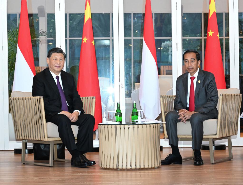　　当地时间11月16日晚，国家主席习近平在巴厘岛同印度尼西亚总统佐科举行会谈。新华社记者 饶爱民 摄