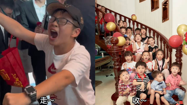 最强堵门团！新郎接亲遇22个小孩堵门要红包_新浪新闻