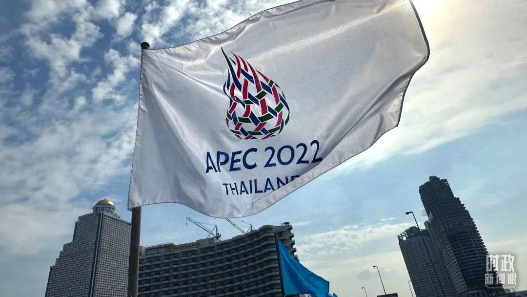 △泰国曼谷,飘扬的APEC会议旗帜。(总台央视记者范一鸣拍摄)