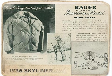 图说：Eddie Bauer1940年开发的初代军用羽绒夹克。