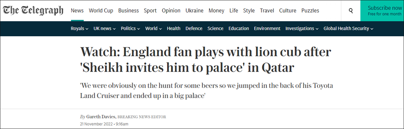 英球迷偶遇“酋长之子” 被邀至宫殿做客与幼狮玩耍