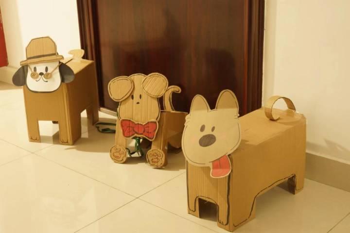 宁大科院学子制作纸箱"宠物狗"|狗_新浪新闻